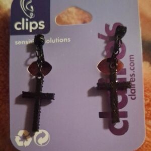 Claire's Black Cross Earrings